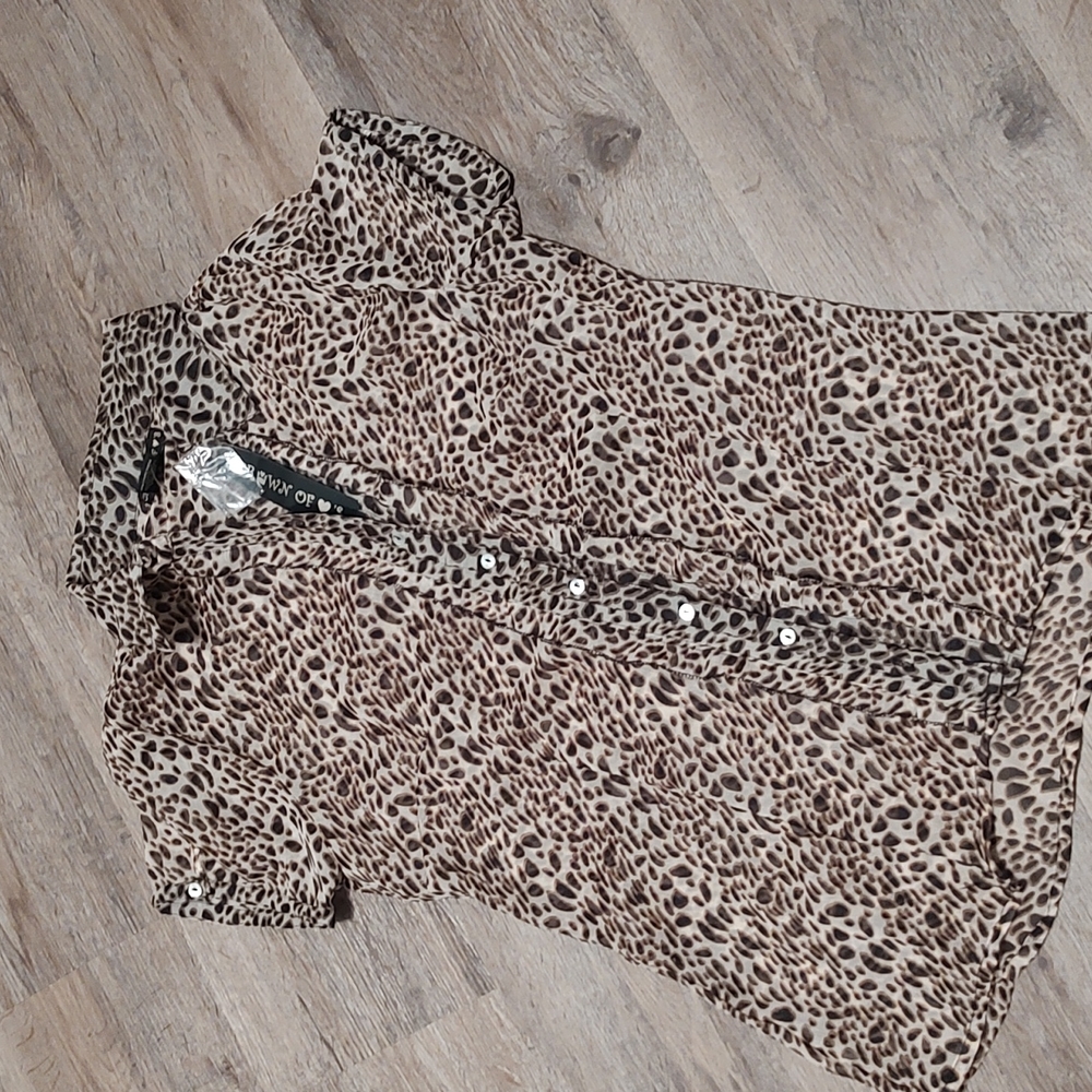 Animal print button blouse